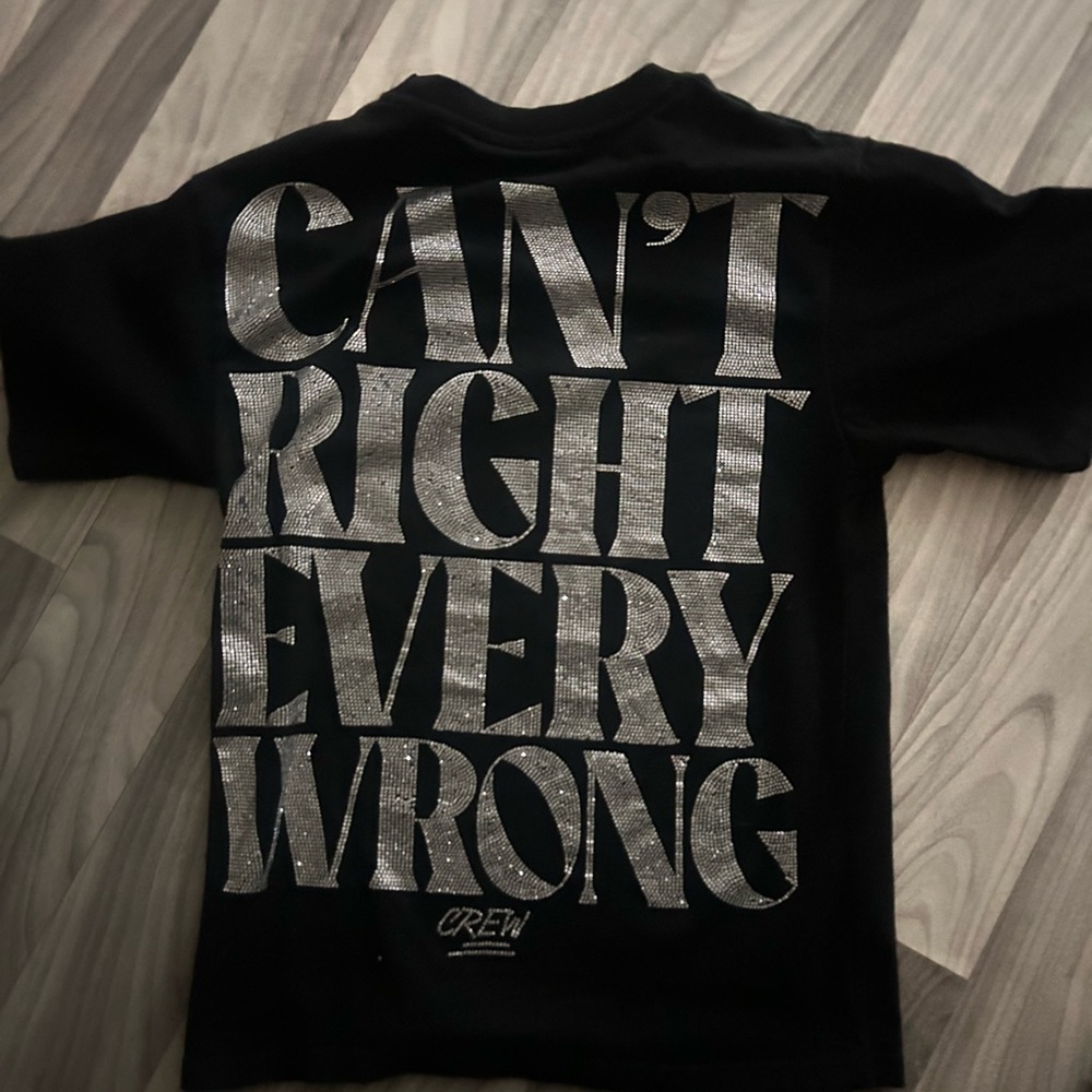 Black T-Shirt with Silver Print